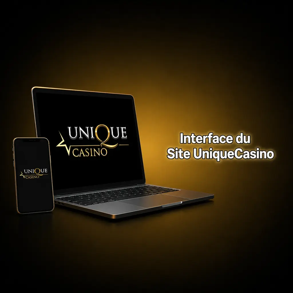 Interface de la page d'accueil UniqueCasino